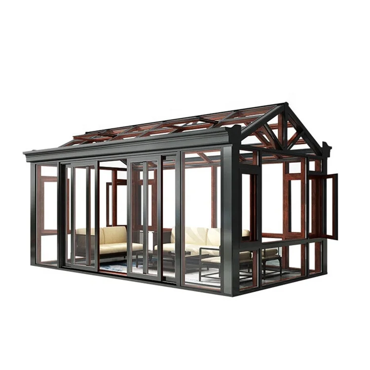 Automatic Glass Conservatory Glass House  Gazebo Glasshouse Outdoor Pavilion Conservatory Slant Glass Roof