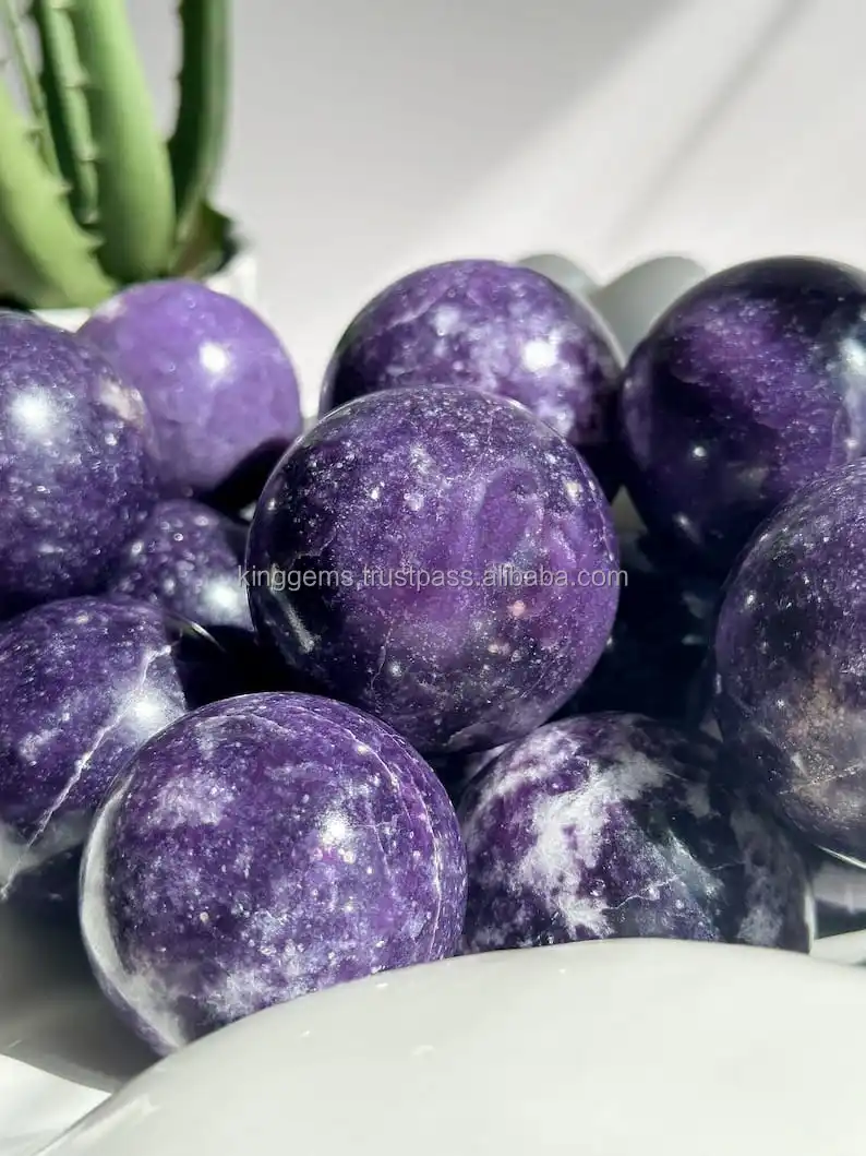 NATURAL HEALING CRYSTAL LEPIDOLITE SPHERE STONE SPHERE PURPLE AGATE BALL FOR REIKI HEALING MEDITATION SEMI PRECIOUS STONE SPHERE