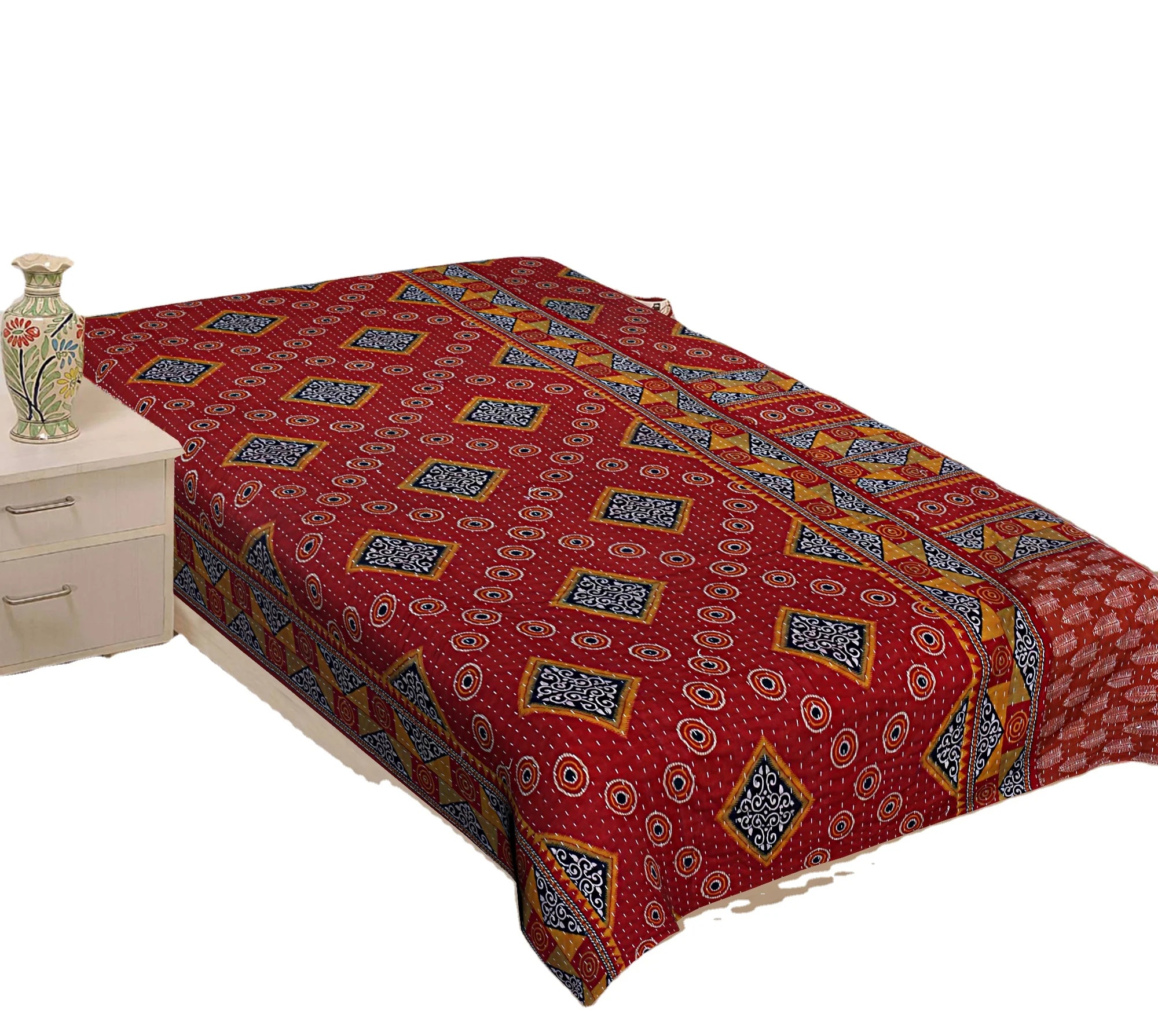 Wholesale Lot Of Indian Vintage Kantha Quilt Handmade Throw Reversible Blanket Bedspread Cotton Fabric Bohemian quilt