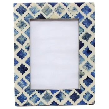 Современная индийская инкрустированная рамка для картины из высококачественного дерева с узором серого белого блока вертикального горизонтального отображения в домашних условиях