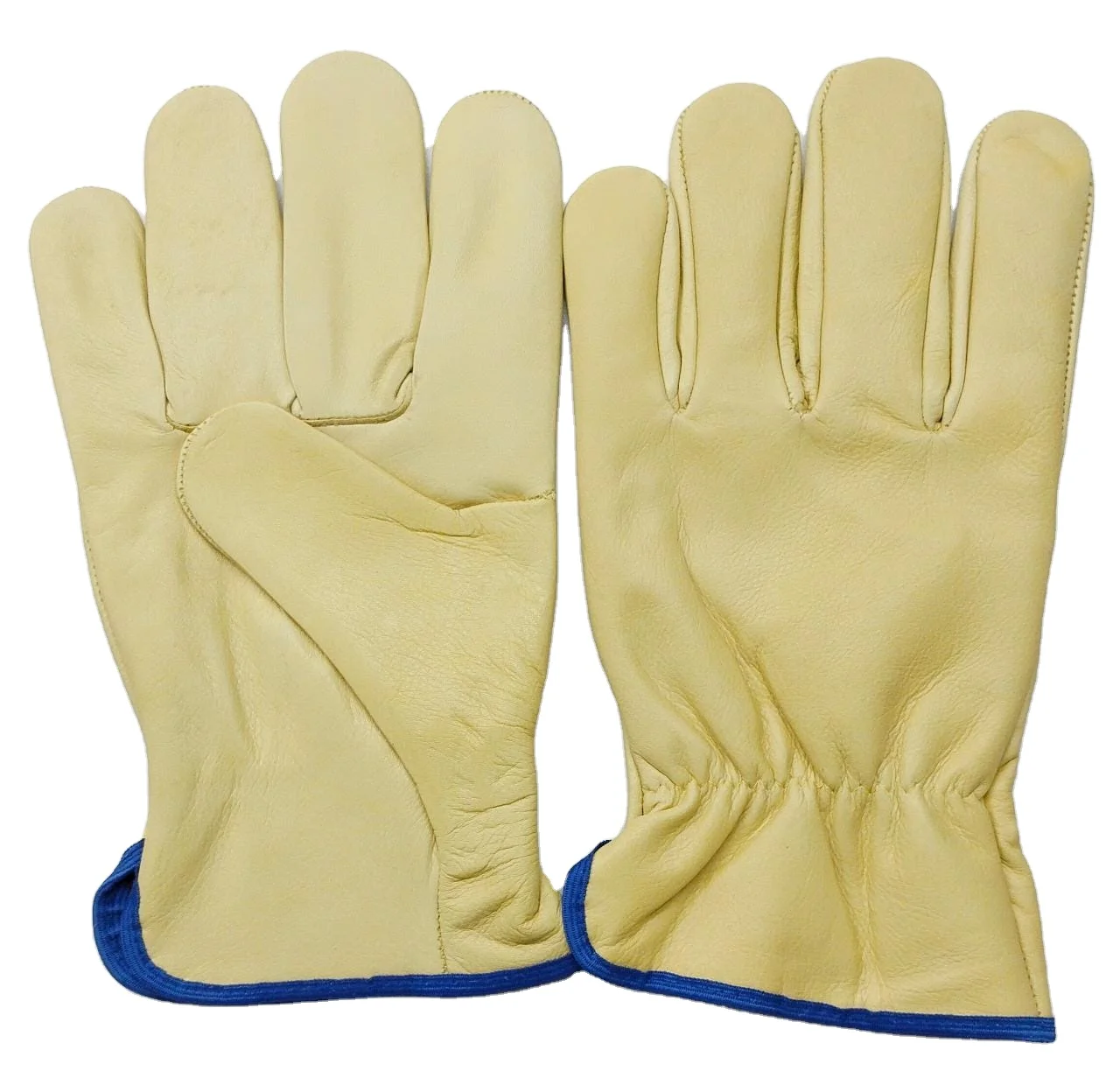 Beige Green Cow Split Leather Driving Safety Working Gloves For Men Heavy Duty Driver Mechanical  Work Gloves Hand Safety Gloves