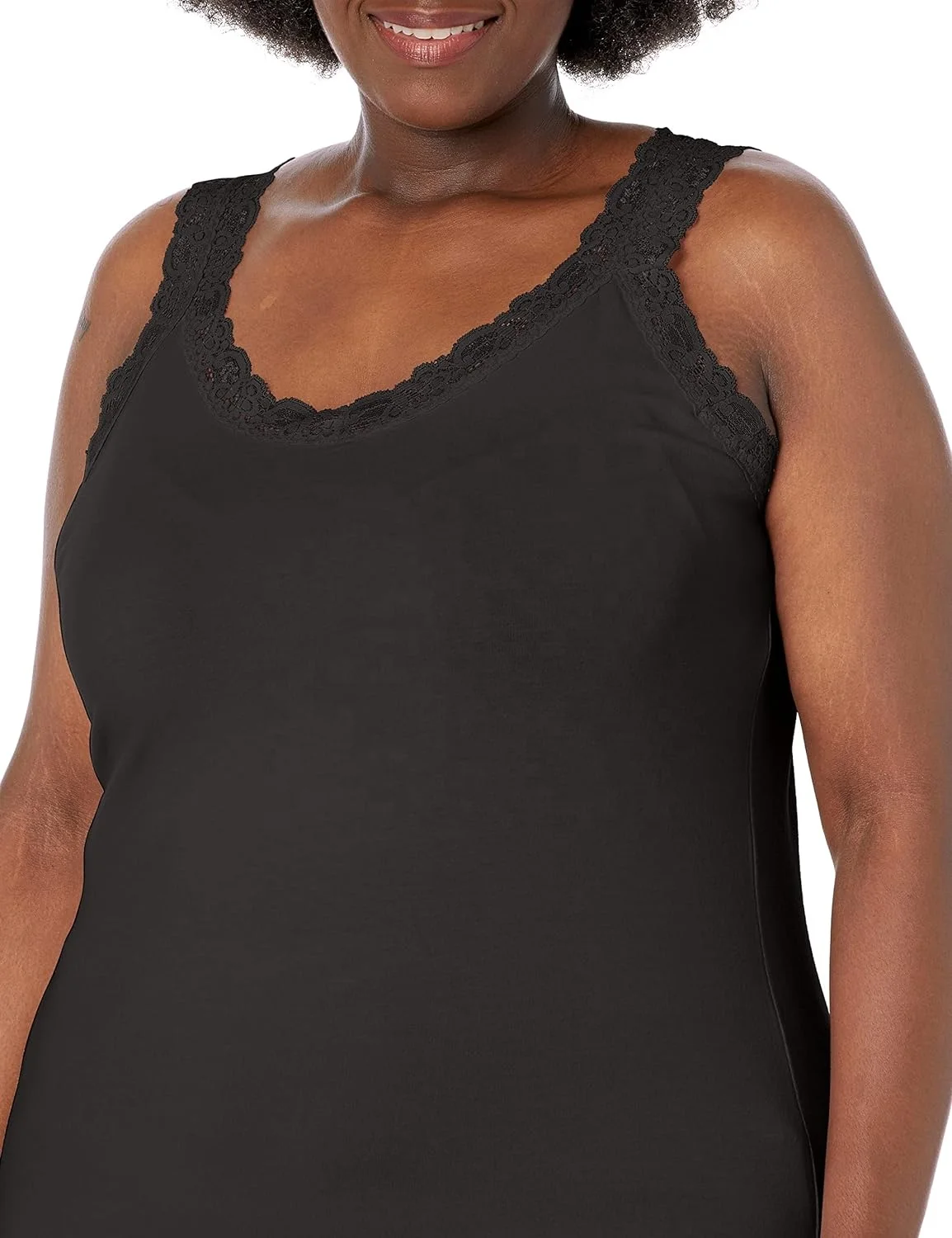 Plus size black camisole for work lace trimmed camisole tank top breathable supportive camisole for everyday wear undershirt