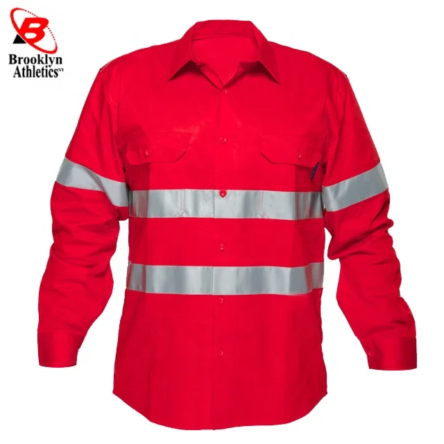 100% cotton Reflective Shirt For Men Workwear Hi Vis shirts Safety Clothing Working Clothes