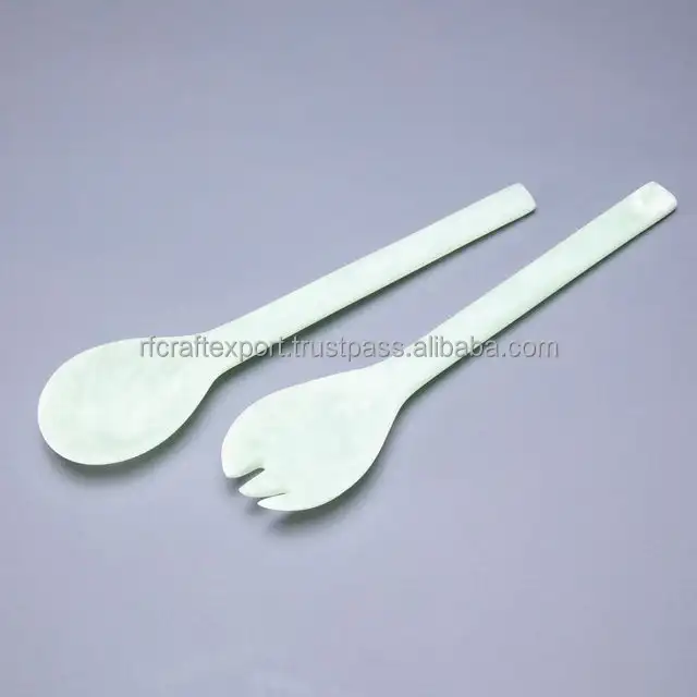 High Quality Resin Cutlery Set Resin Wood Handle mint Resin Flatware Serving Kitchenware Tableware Spork Salad Spoon