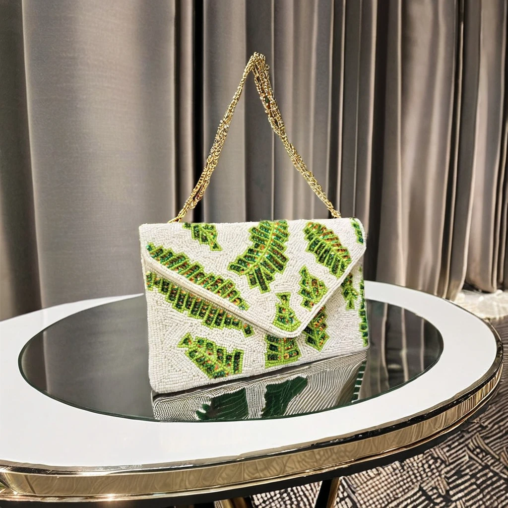 Hand Beaded Crossbody Chain Fashion Clutch Handbag Evening Bags