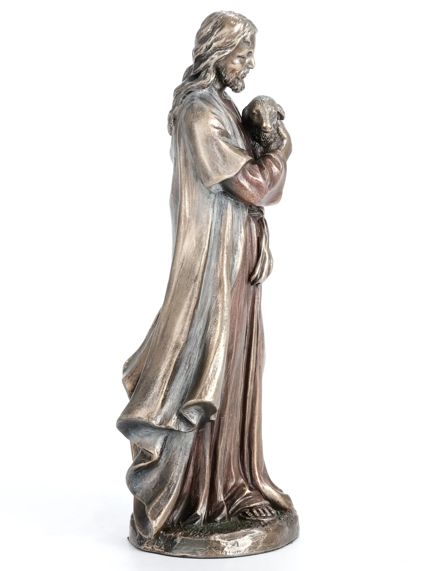 VERONESE DESIGN -JESUS HOLDING a LAMB - COLD CAST BRONZE OEM AVAILABLE