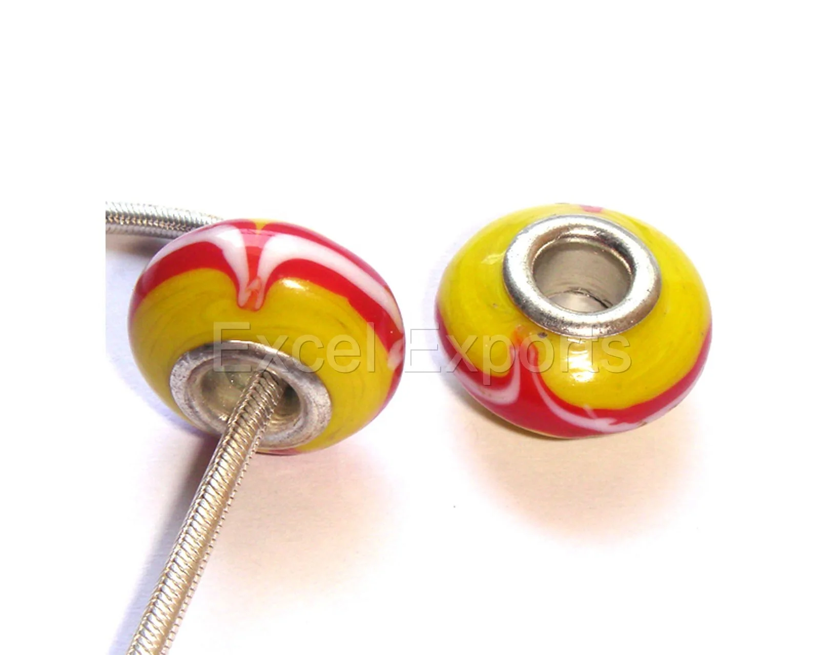 Lamp work Glass Beads wholesale Large hole beads Disc shape beads for jewelry