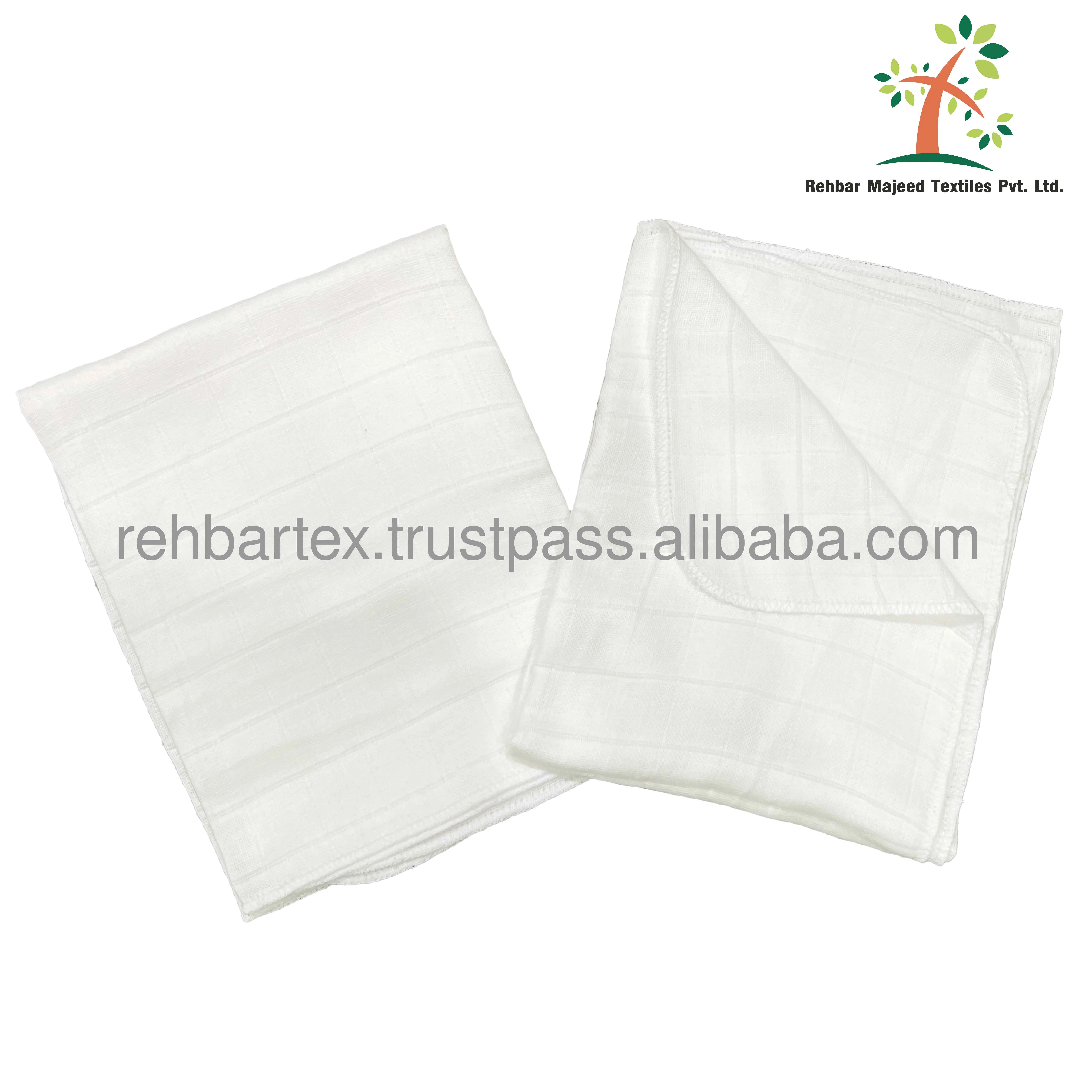 High Quality 100% Cotton Gauze Muslin Face Cloth Gentle, Soft & Washable Gauze Muslin Handkerchief Used For Multiple Purposes