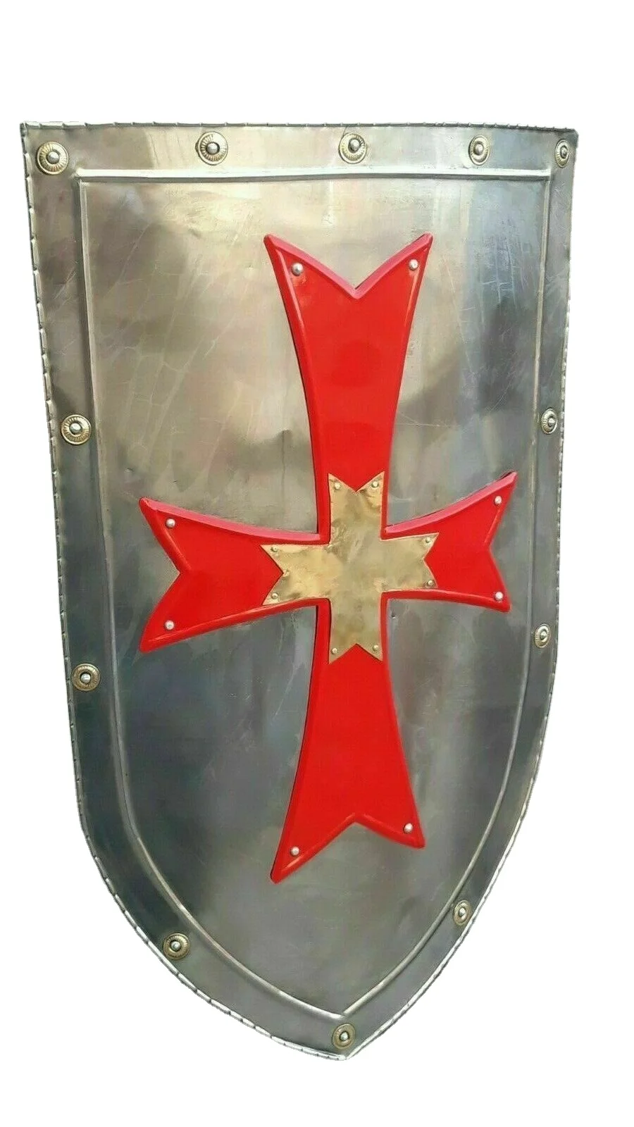 Medieval Heavy Red Cross Knight Shield Battle Armor Medieval Heater Shield 28' CHMN2016