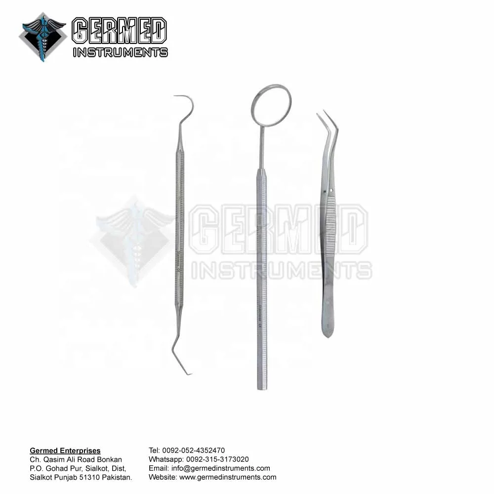 Sialkot Pakistan Made Manufacturer Supplier Dental Diagnostic Instruments Set of 3 PCS / Oral Surgery Instruments GERMED ENT
