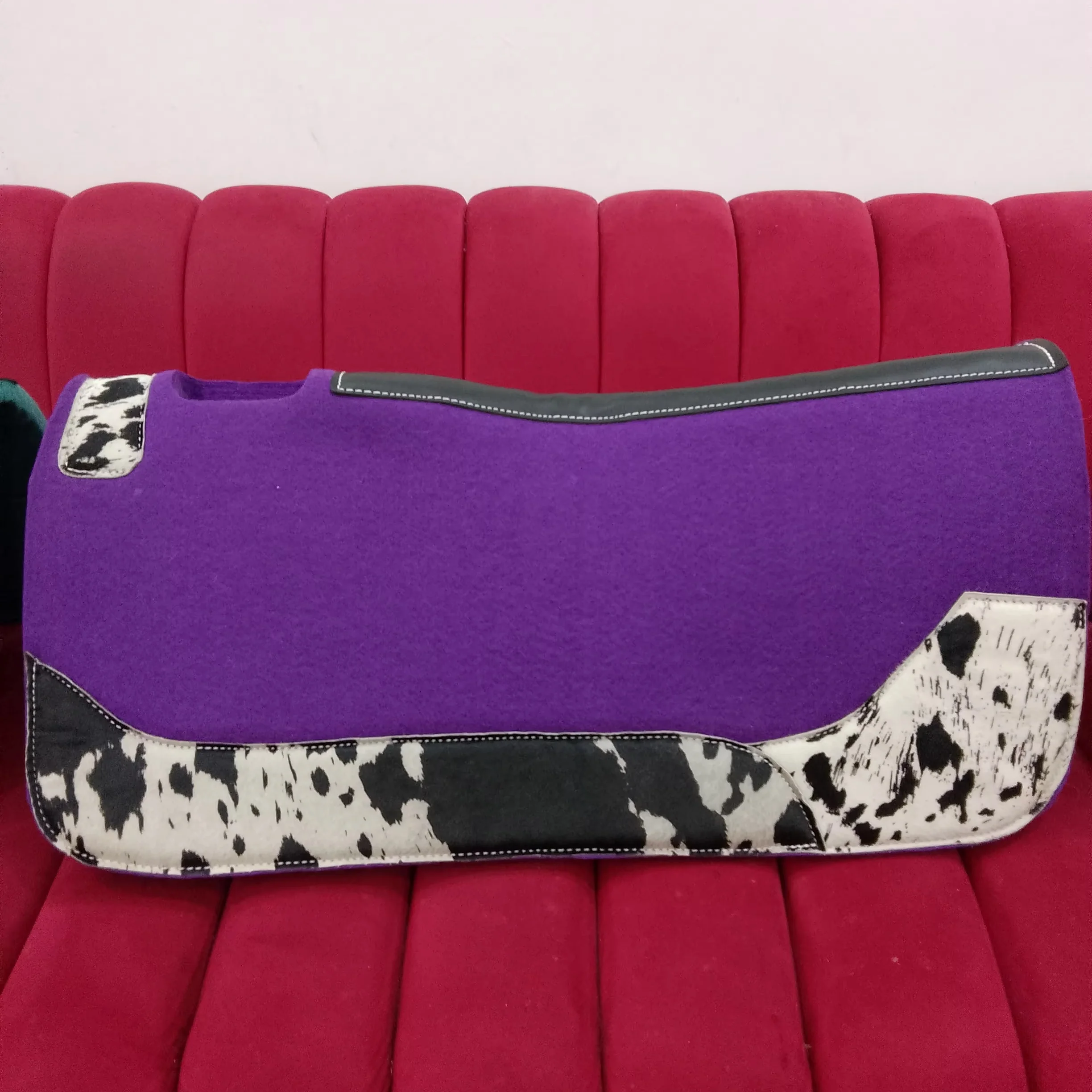 Western Contoured Wool Felt Moisture Wicking Western Saddle Pad with customized logo and colors equestrian sports