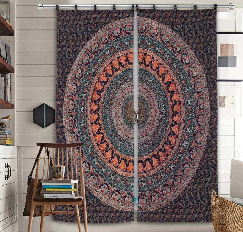 Handmade Mandala Printed Throw Curtain For Home Decor Widow Door Valence Tapestry Living Room Decor Curtain