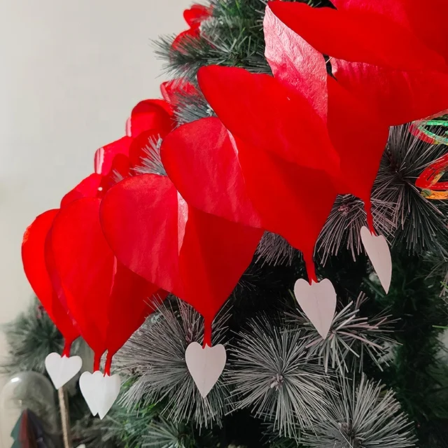 heart shape of honeycomb paper garland for wedding decoration