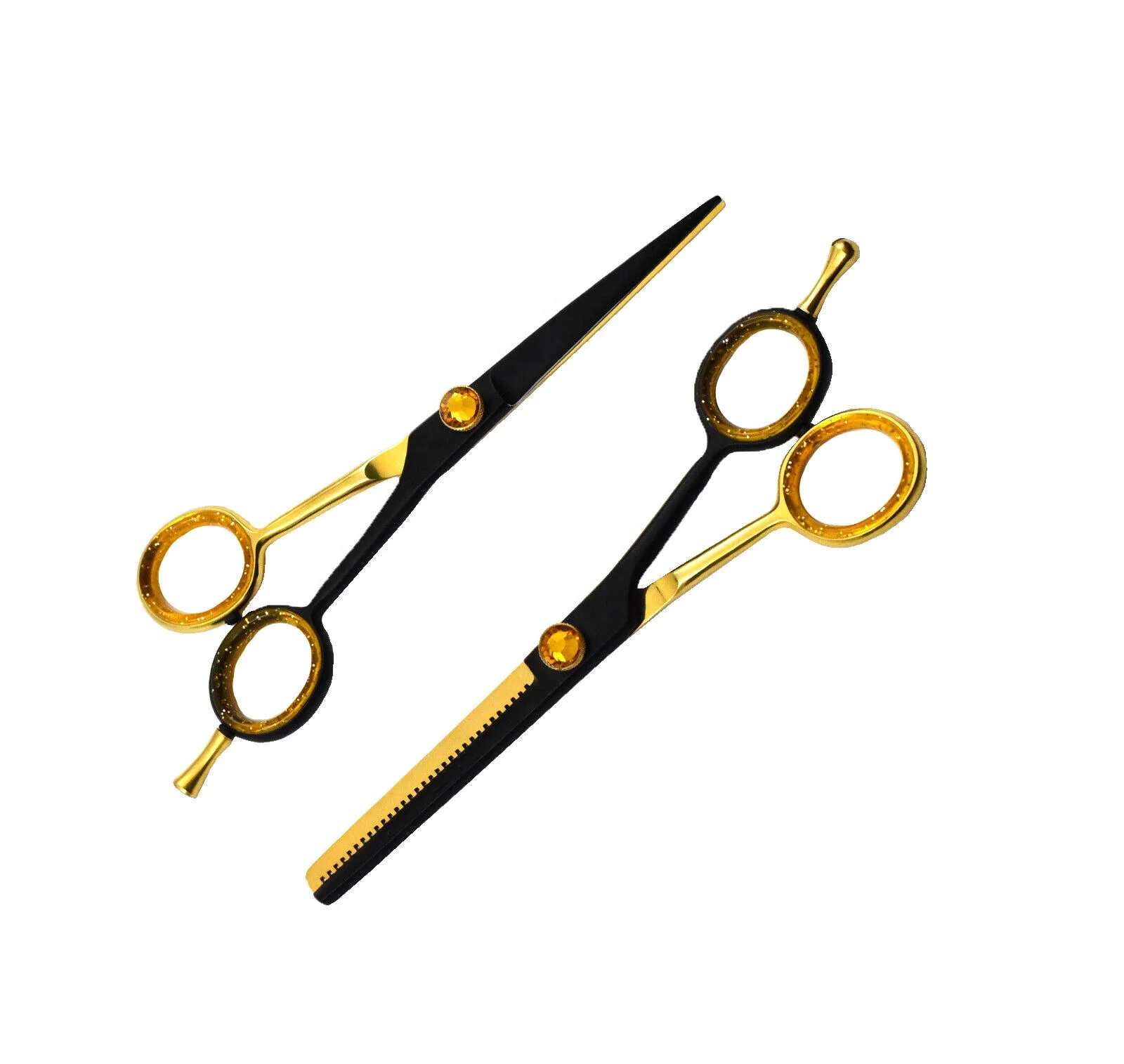 Профессиональные Парикмахерские ножницы для стрижки и филировки набор из нержавеющей стали черного золотого цвета с бритвенным гребнем