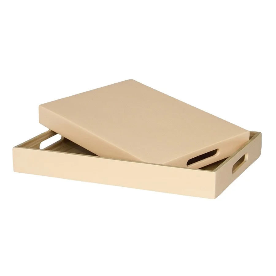 Best choice bamboo serving tray box customized solid color bamboo tray with handle and cover