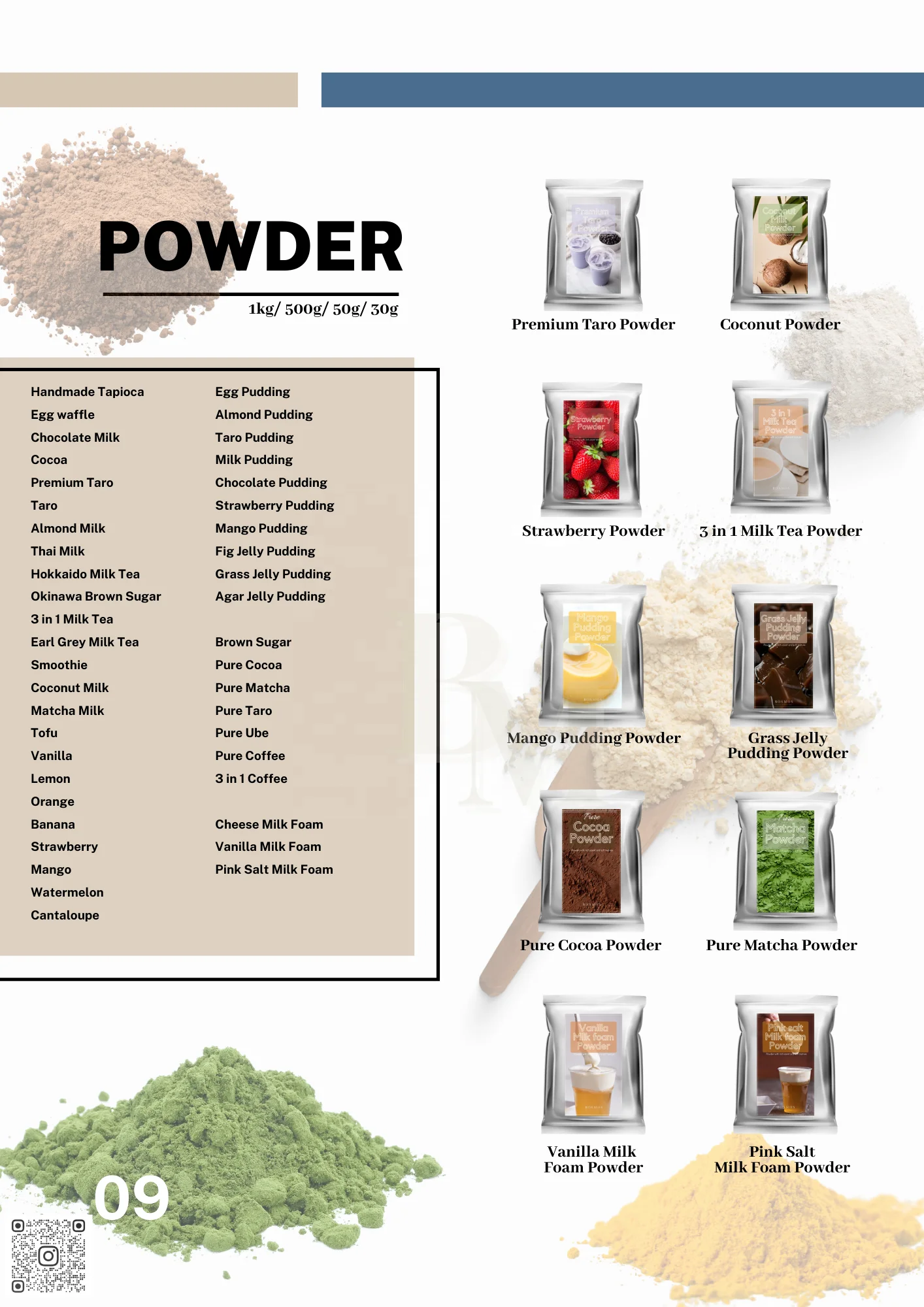 Bosmos_ Honeydew powder 1kg- Best Taiwan Bubble Tea Supplier, Honeydew powder