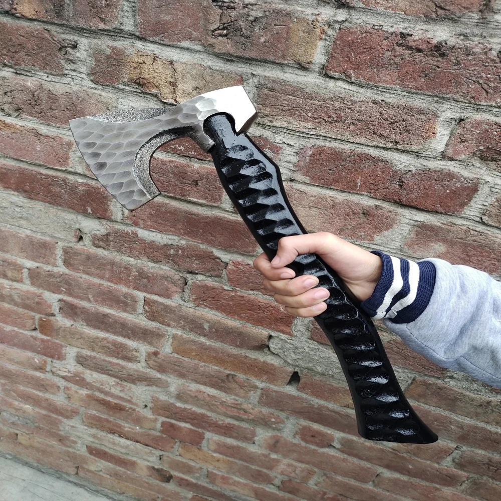 UNITY HANDMADE 5160 STEEL CUSTOM HANDMADE VIKING RAVEN AXE WITH AMAZING ENGRAVED HANDLE AND LEATHER WRAPPING