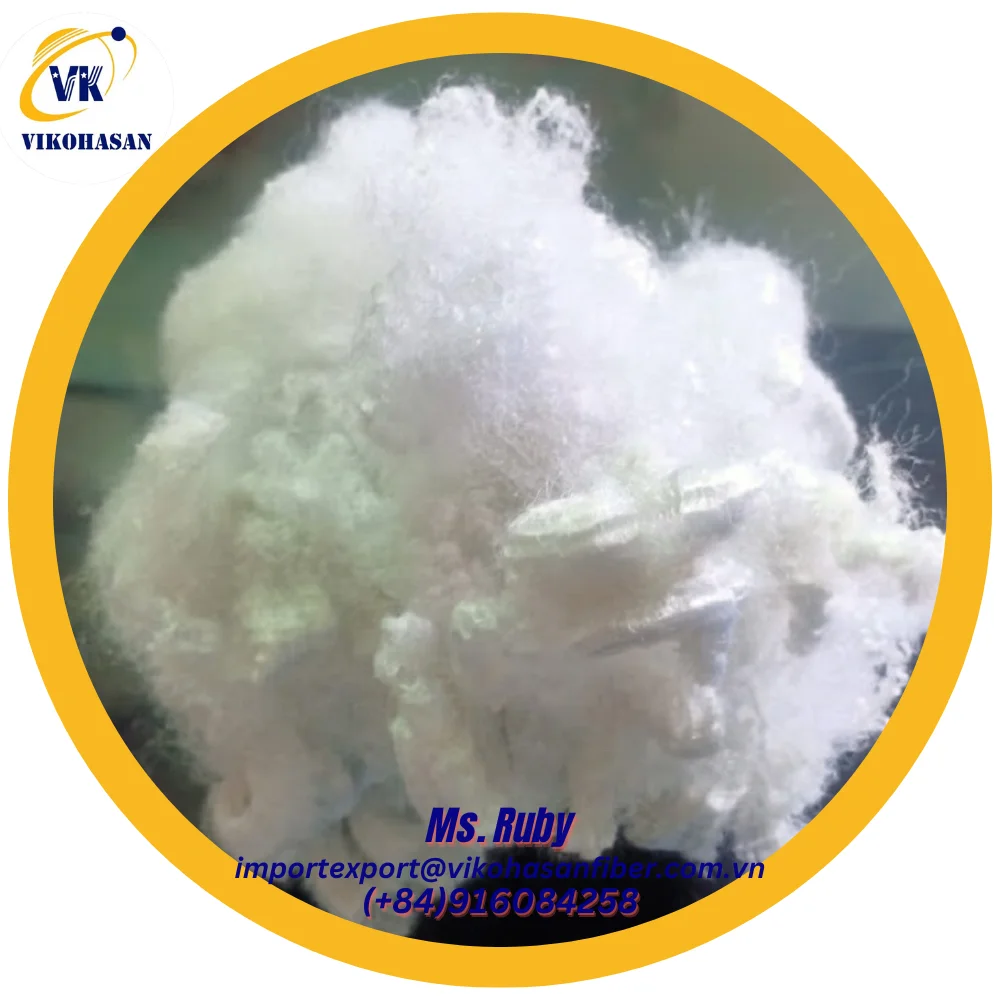 Recycled 100% from PET flakes Fibres 15D H Slick White Recycled Hollow Staple Fibers 100% Polyester for flame retardant material
