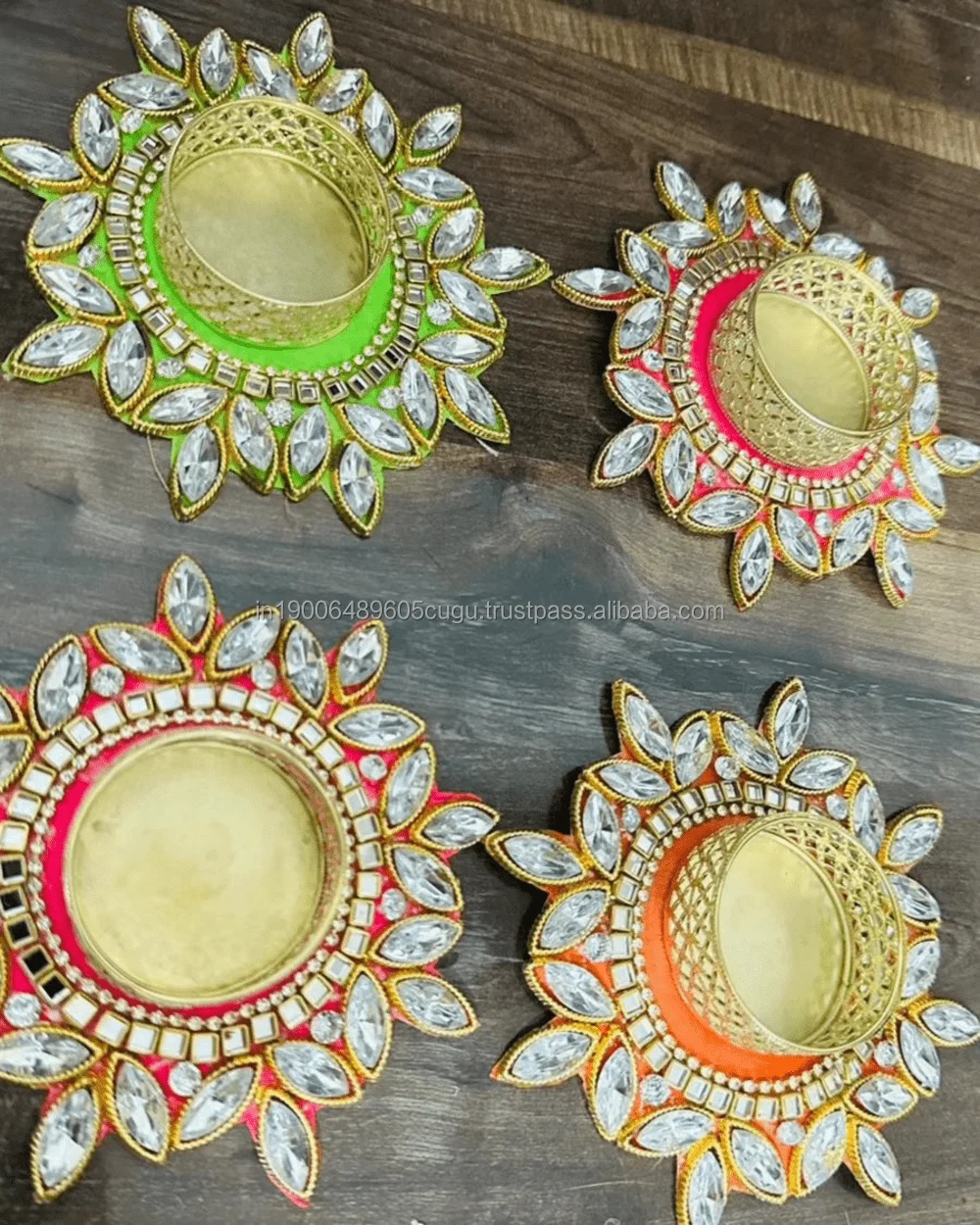 Indian Traditional Kundan Tea Light Holder Wedding Decor Candle Holder Diwali Diyas Housewarming, Corporate Indian Return Gift