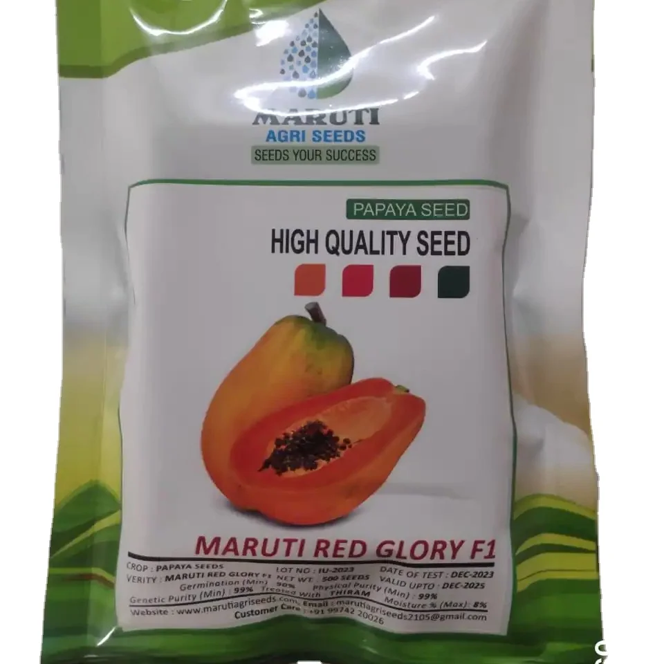 Papaya Red Glory F1 / Red Lady f1 Hybrid 500 piece packing per packet available for export in Pouch Packing and Tin Packing