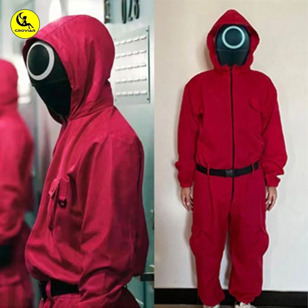 Halloween original Squid game executor costume red costume Carnival with belt cosplay costume
