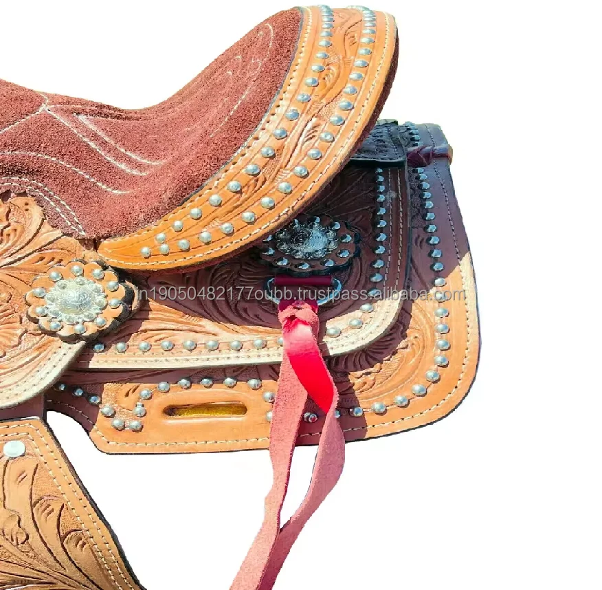Top Trending Premium Leather Western Barrel Brown Soft Seat Horse Tack Saddle With Best Price Manufacturing From India