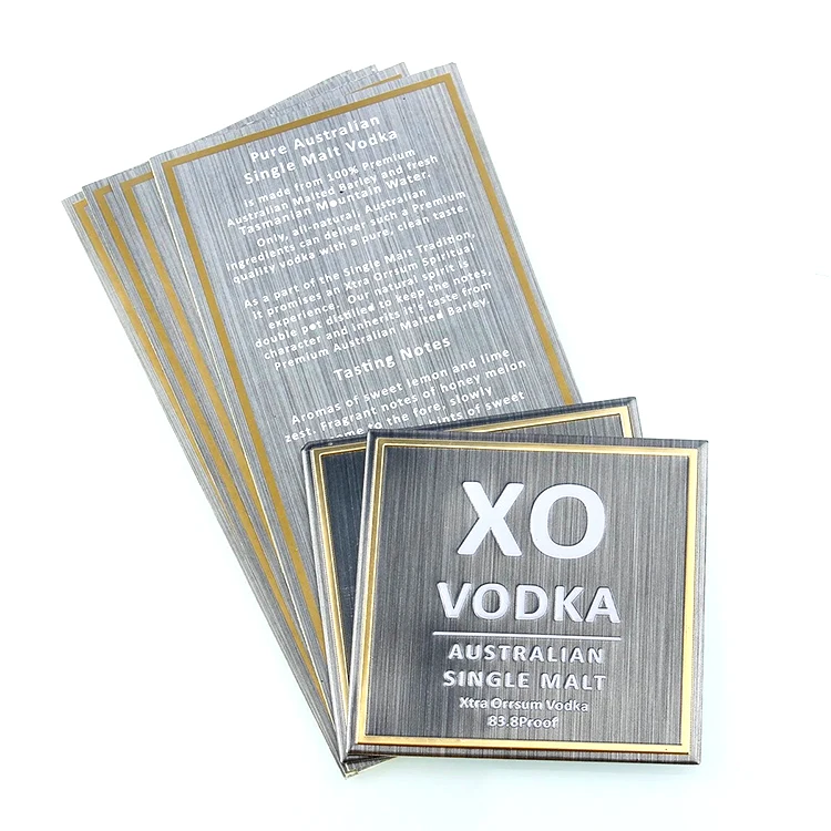 GH-Printing wine gold label red label wine embossed metallic wine label