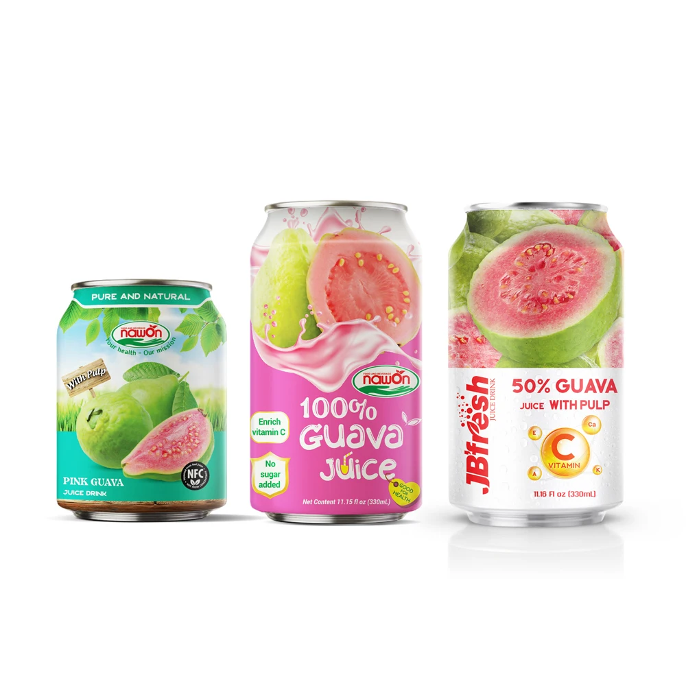 Nawon Canned Guava Juice Drinks Wholesale Supplier Soft Drinks Custom Juice Can Packaging No Sugar Vietnam Manufacturer