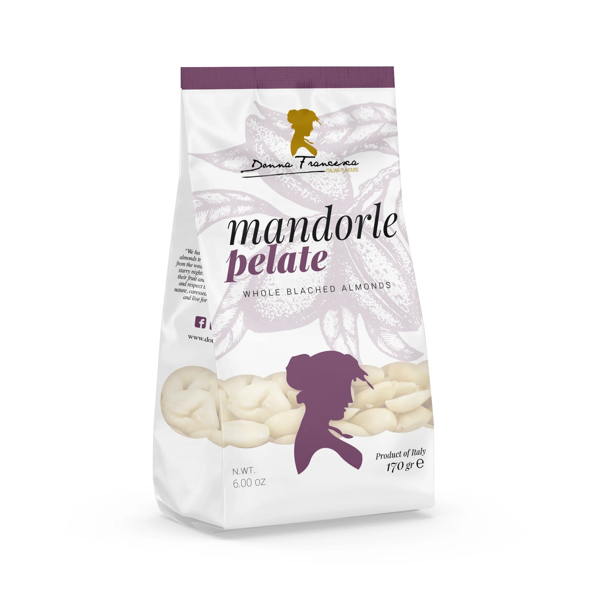 Italian Whole hand blanched almonds 170 g Premium Quality - Healthy Food - Short Supply Chain - Made in Italy