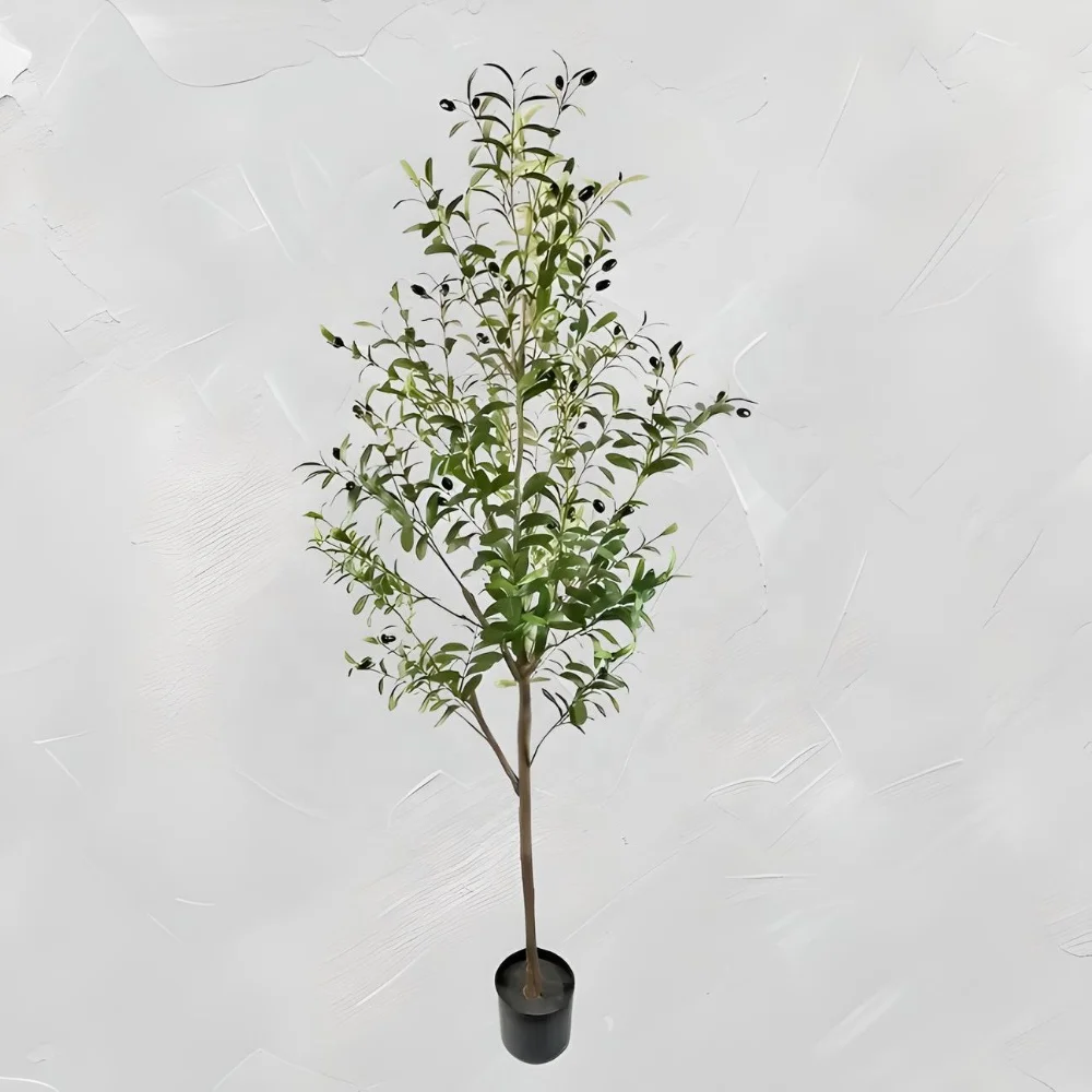 Оливковое дерево Искусственный Горшок для декоративной выдающейся реалистичной шелковой зелени