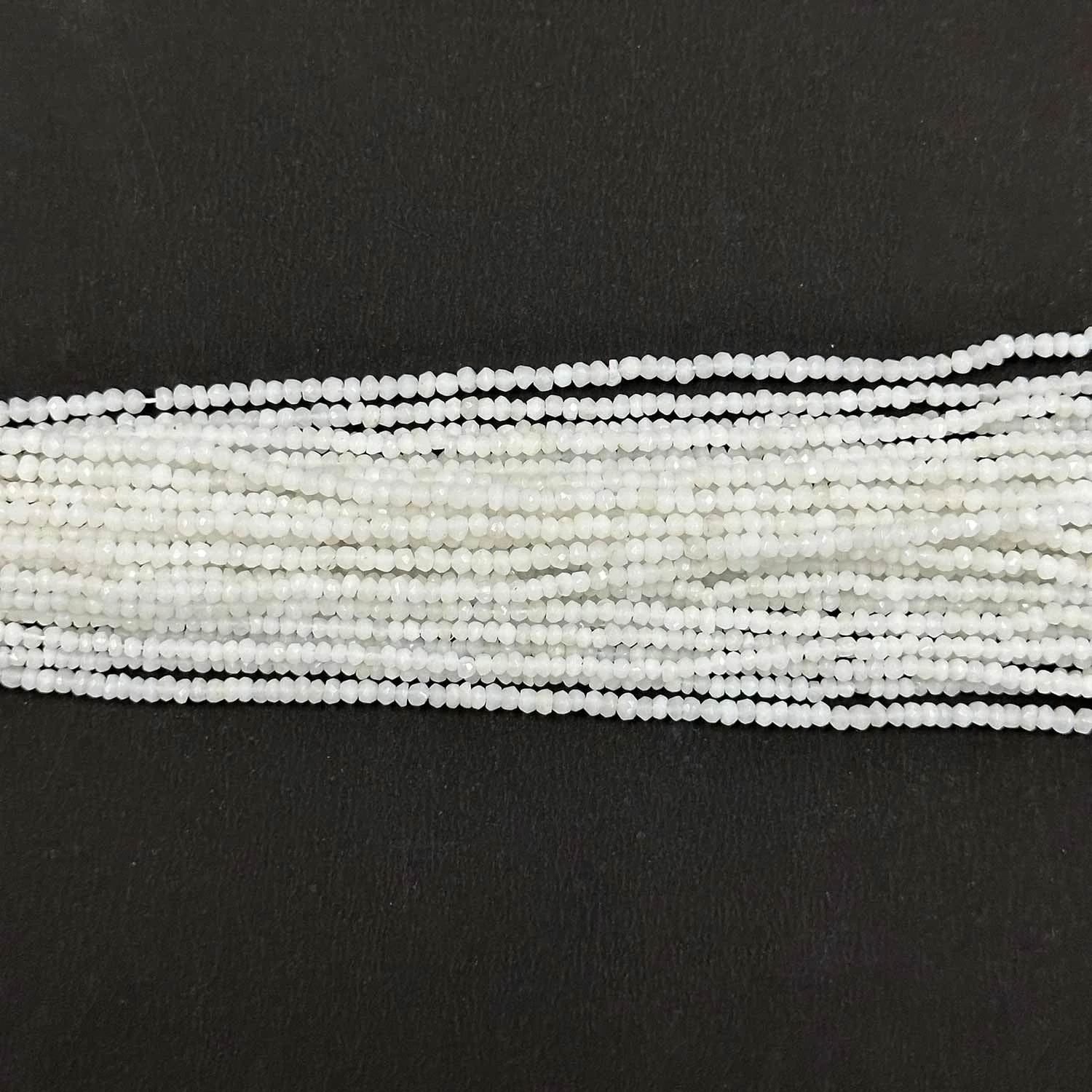 Affordable Price 3mm Natural White Agate Faceted Rondelle Loose Gemstone Beads for Bracelet Making Custom Size Genuine Beads