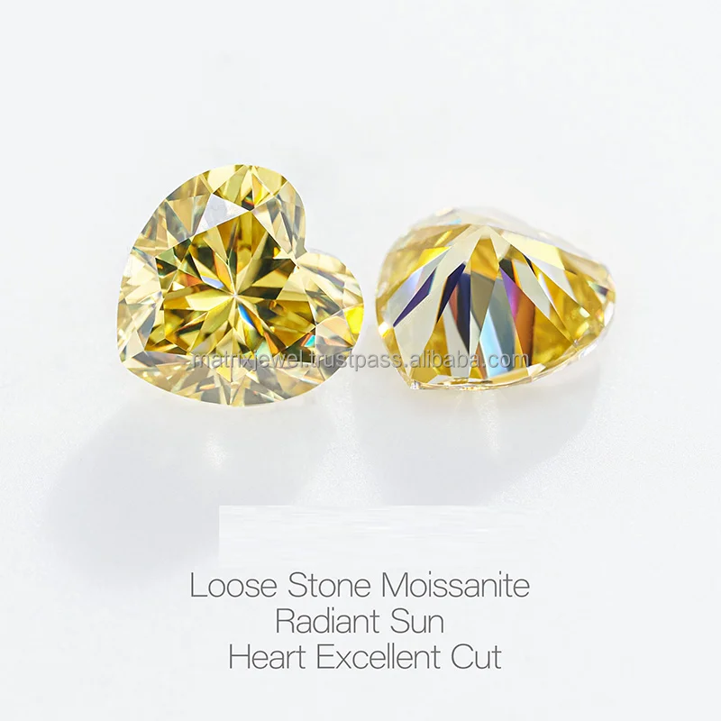 Best Popular Heart Shape Lab Grown Diamond Fancy Vivid Yellow Studded Heart 2.60Ct Fancy Vivid Yellow Diamond