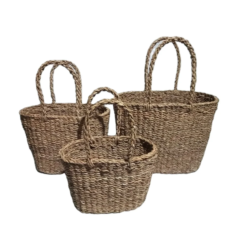 High Quality Green Product Seagrass Handmade Storage Basket 2022 Kitchen Living Room Organization Home Handmade Seagrass
