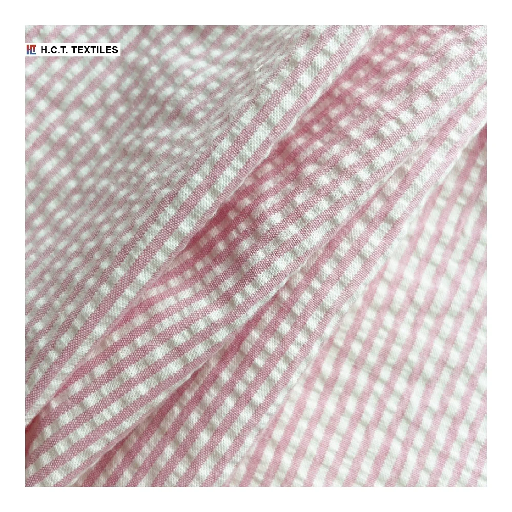 Stretch casual stripe 145g cotton spandex fabric seersucker