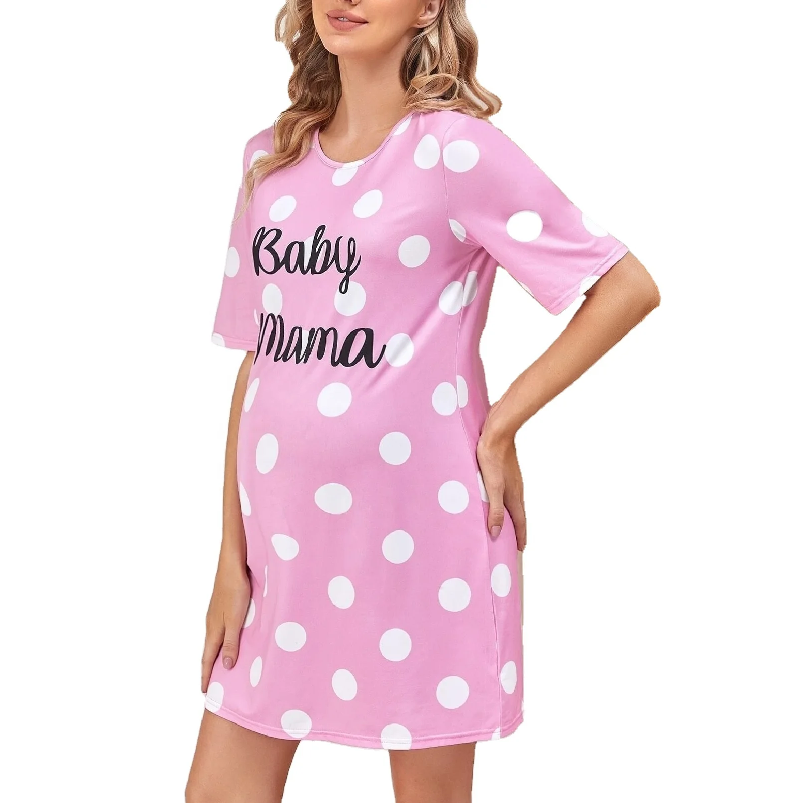 Cotton slogan printed maternity sleep shirt women summer nightgown nightwear clothing  sleepwear casual wear pregnant ladies