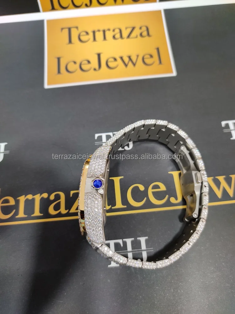 High Quality Handmade Automatic Setting Iced Out Luxury Fine Jewelry Moissanite Diamond Watch Available at Affordable Price