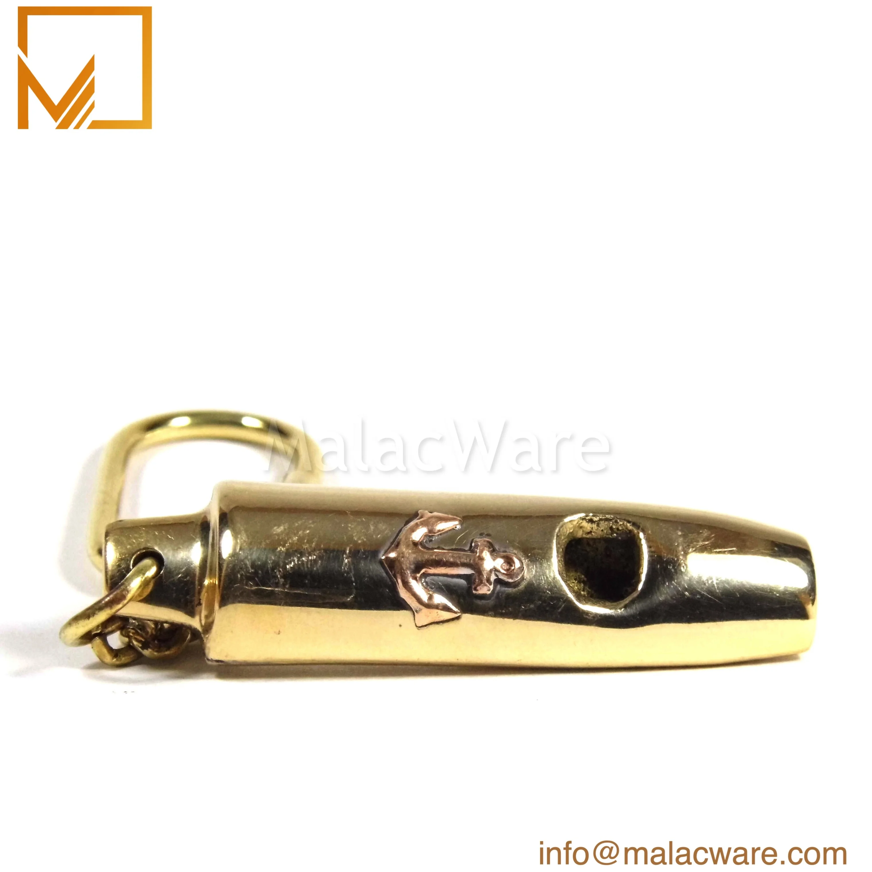Brass nautical Marine whistle with anchor Nautical Antique Brass Key ring Decor Polished key ring