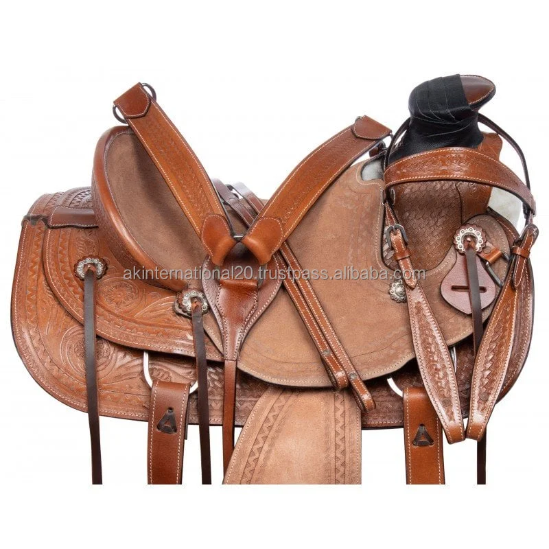 Top Trending Heavy Duty Western Roping Wade Tree Ranch Working Leather Tooled Horse Saddle Tack 16 Manufacturing From India