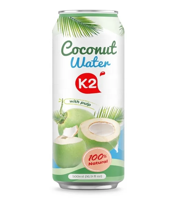 K2 Coconut Water Can 500 ml, Natural coconut water, made in Vietnam, best selling product