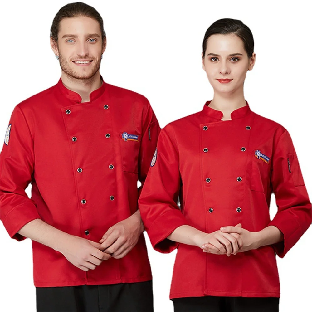 Hidden placket western Uniformes chef wears long sleeve chef jacket and hospitality uniform for hotel and restaurant