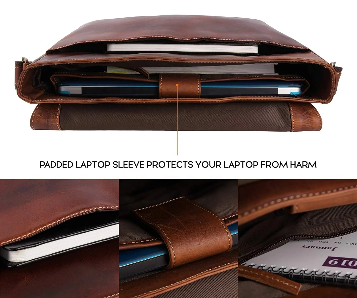 Leather Custom Engraved Leather Laptop Bag/ Unisex Laptop case Personalised with Your Name or Logo The Perfect Creative bag