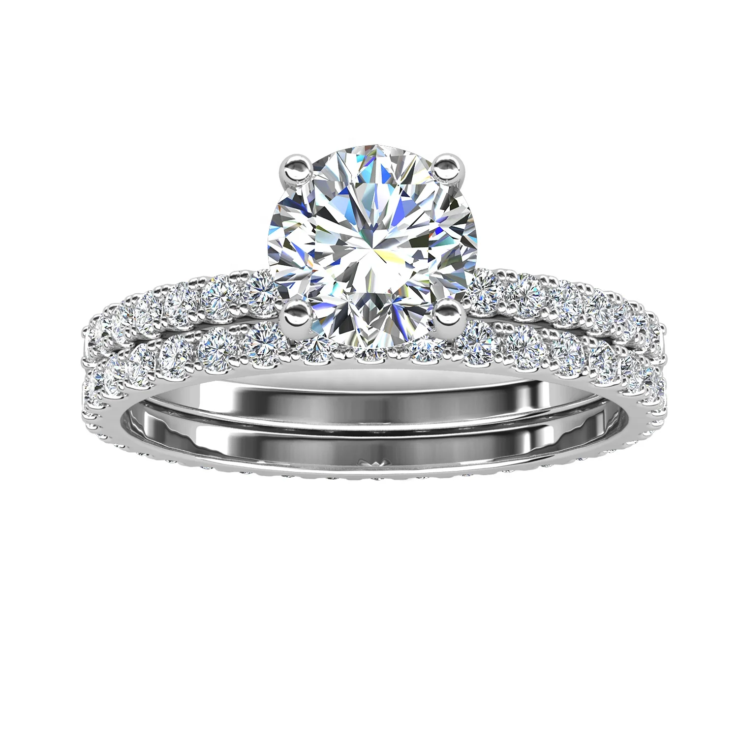 Wholesale GRA Moissanite Jewelry 925 Sterling Silver Stackable Wedding Engagement Halo Ring Set For Women Destiny Jewellery