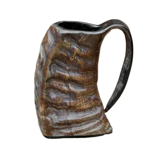 Brandy Viking Yak Horn Water Large Angle Handle Drinking Horn Handicraft Coffee Beverage Cocktail Power Beer Mug