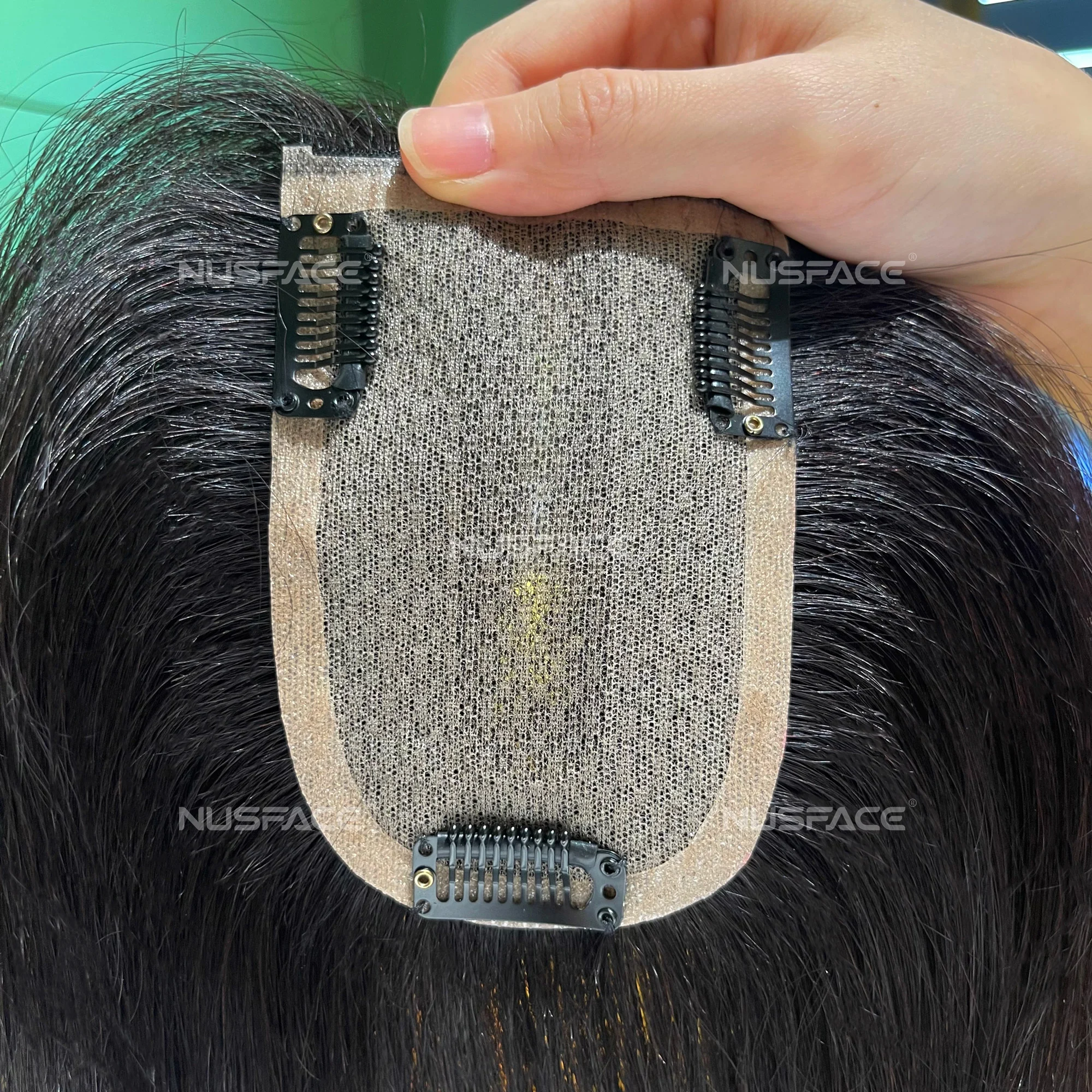 Womens Toupee Skin Human Hair Topper China Virgin Natural with 3d Air Bangs for Women Silk Base Closure Straight 25cm Acceptale