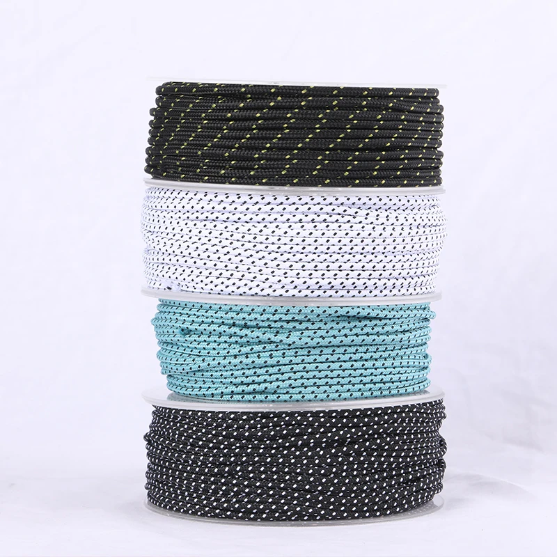 Reflective Fabrics Polyester Shoelaces No Tie Shoe Fashionable 3mm 7mm  Diameter Custom rope