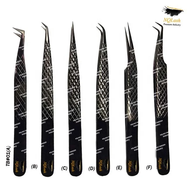 Plasma Black Eyelash Extension Tweezers Stainless Steel Pointed Custom Logo Wholesale Price Volume Tweezers NQLASH Tweezers