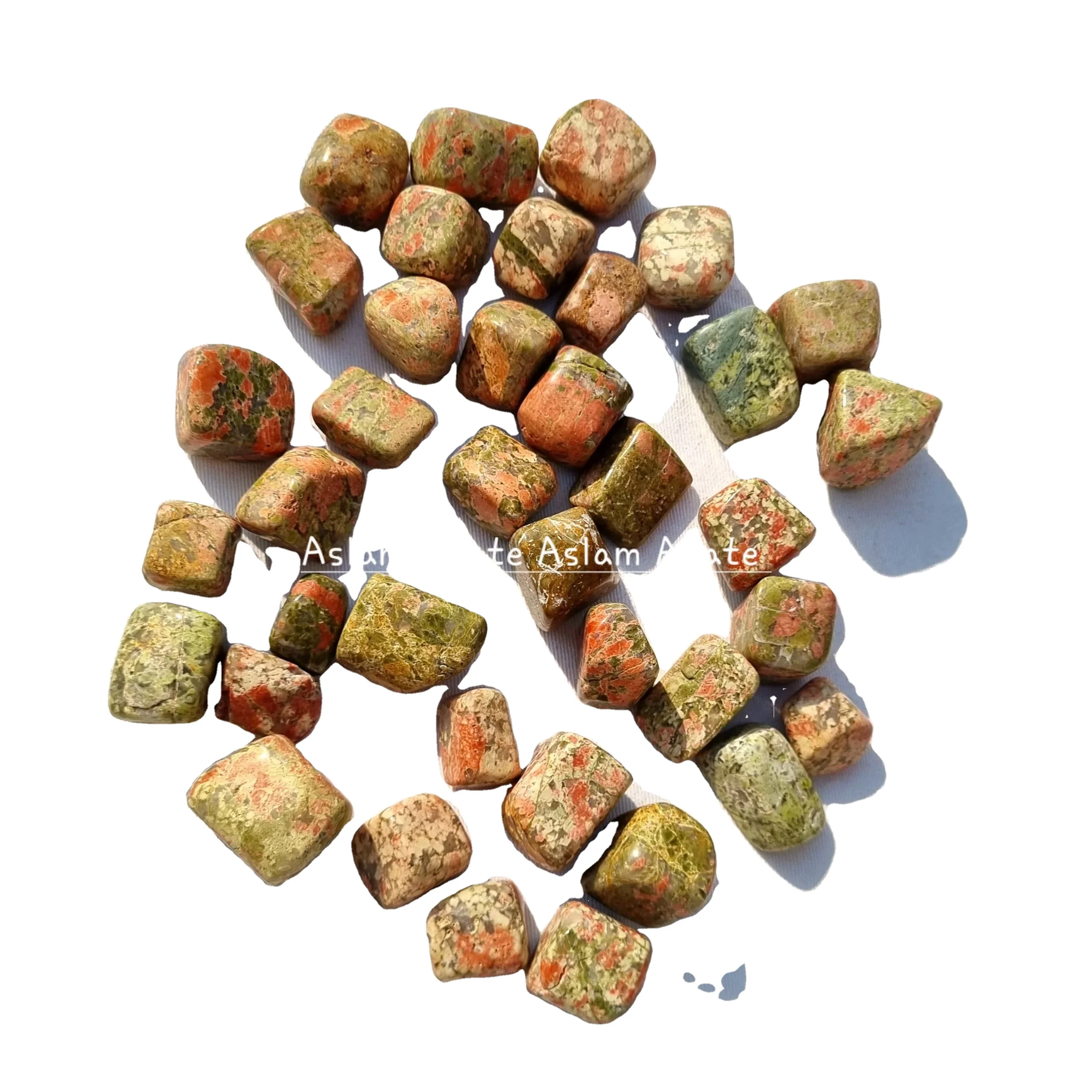 Hot Sale High Quality Natural AFRICAN UNKITE JASPER Tumbled StoneS / Healing Tumbled Stone For Meditation UNAKITE Pocket Stones