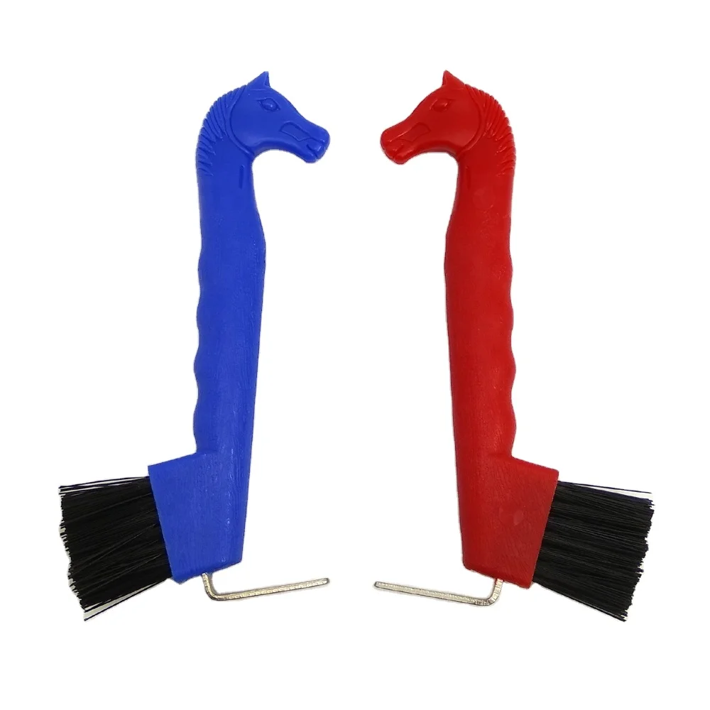 Horse Care Products Factory Wholesale Custom Logo Plastic Horse Hoof Pick Cleaning Grooming Brush For Animal