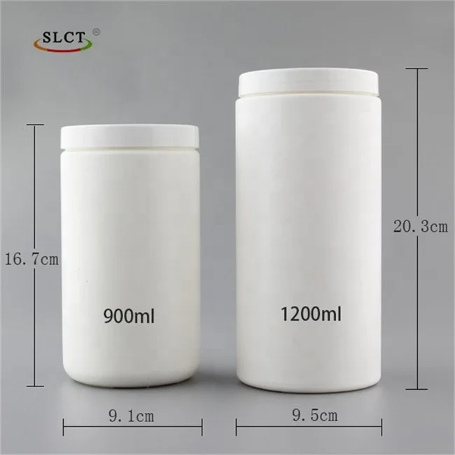 1l White Empty Cylinder Large Pickle Candy Jar Wide Mouth Plastic Jars For Food Storage Candy  Supplement Jars