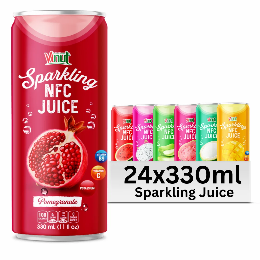 Private Label & Free Sample 330ml Sparkling Pomegranate Juice Drink - VINUT Vietnam Factory, Carbonated Beverage, OEM/ODM, Best